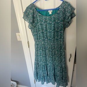 J. Crew Factory Teal Floral Midi Dress